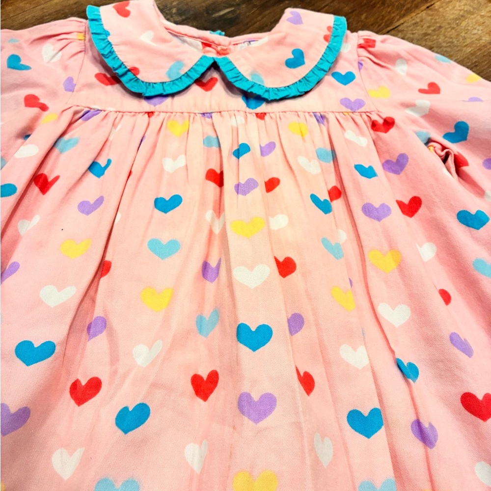 Posh Pickle Company Colorful Heart Dress Collar Valentines Spring Summer 3T - Picture 4 of 12